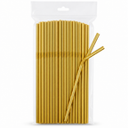 144 Pieces Gold Flexible Drinking Straws (100 Pieces – 28 cm Bendable Beverage Straws)
