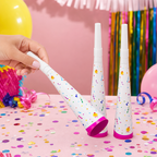 144 Pieces Confetti Print Party Horns (3 Pieces – Colourful Celebration Table Accessories)