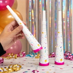 144 Pieces Confetti Print Party Horns (3 Pieces – Colourful Celebration Table Accessories)