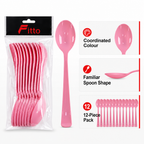 144 Pieces Pink Plastic Spoons (12 Pieces – Tableware Cutlery Set for Meals and Gatherings)