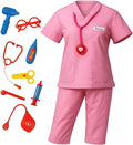 60 Pieces Doctor and Nurse Pink Scrubs Costume Set - Complete Outfits with Hat (Top – Pants – and Glasses - Perfect for Medical-Themed Parties and Halloween)