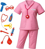 60 Pieces Doctor and Nurse Pink Scrubs Costume Set - Complete Outfits with Hat (Top – Pants – and Glasses - Perfect for Medical-Themed Parties and Halloween)