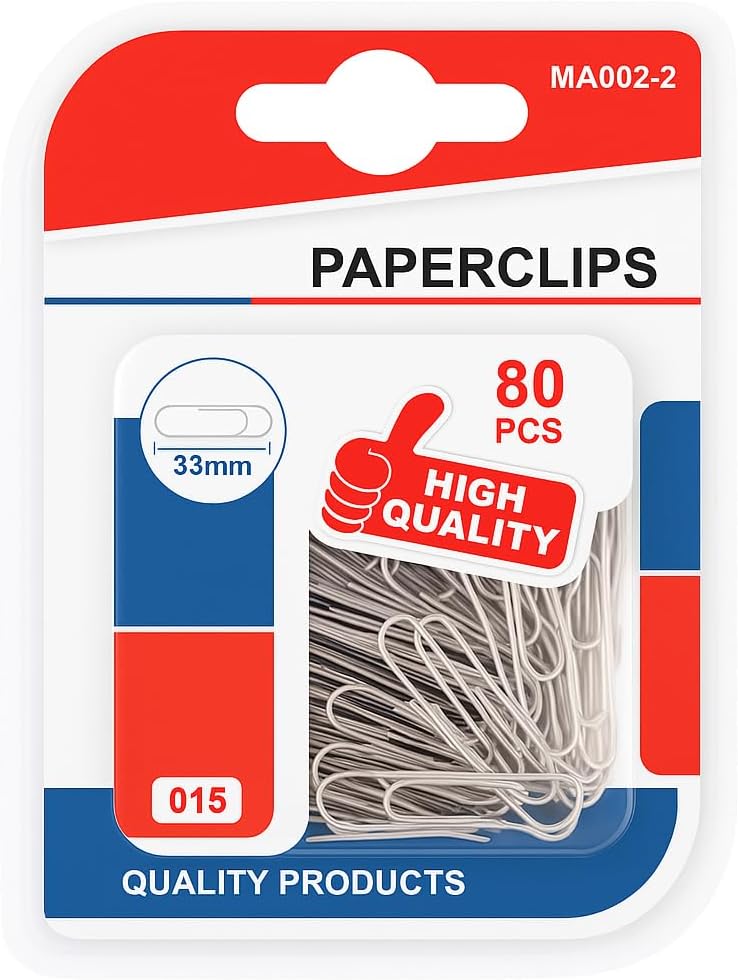 144 Pieces 80 Pieces Stainless Steel Paper Clips (33mm - Durable Office Stationery)