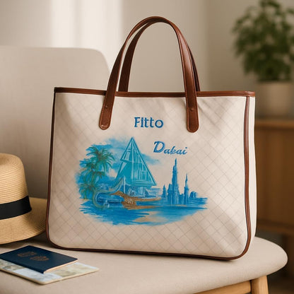 Durable Eco-Friendly Dubai Dark Brown Canvas Tote Bag with Handles