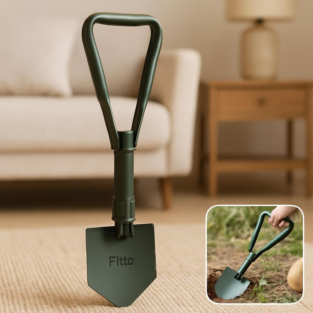 96 Pieces Compact Foldable Shovels with Green Handle and Triangular Blade for Outdoor Activities