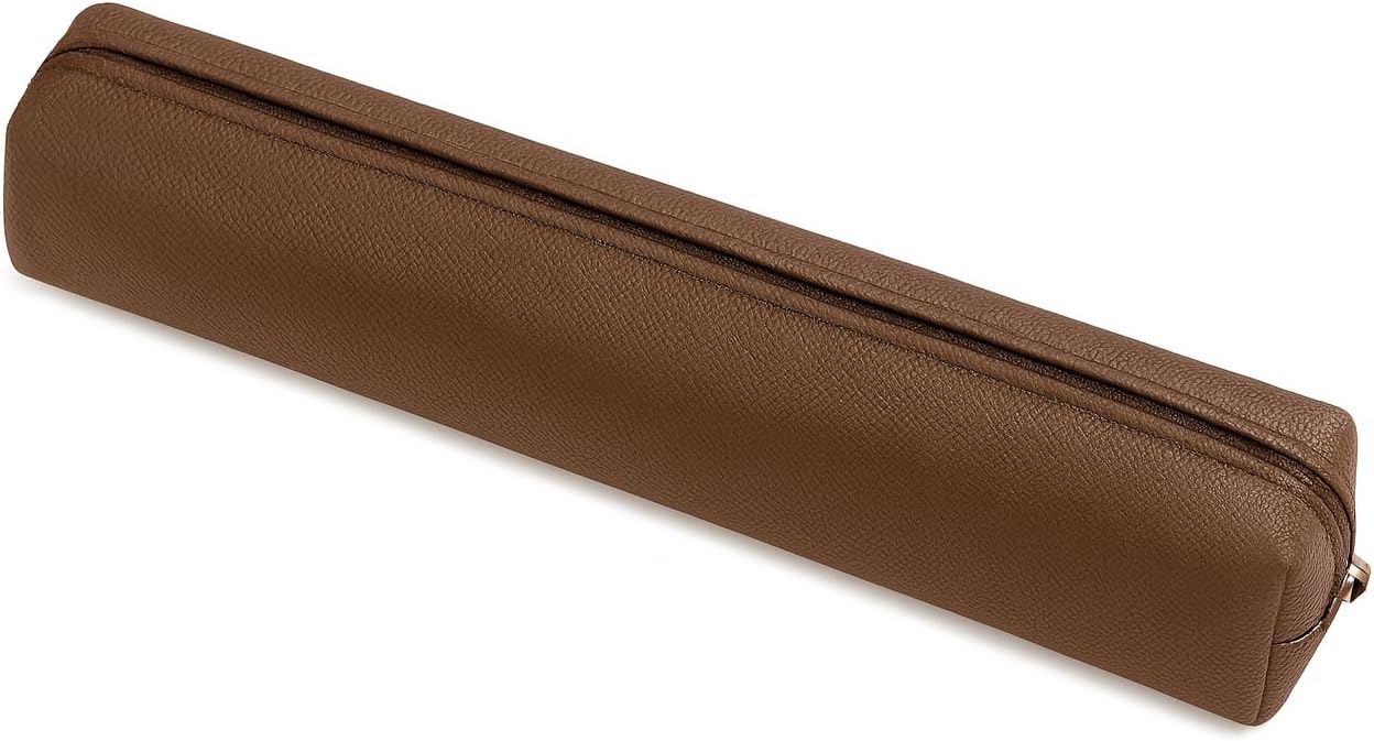 Brown Pencil Case 21x3x3cm - Compact Stationery Organizer
