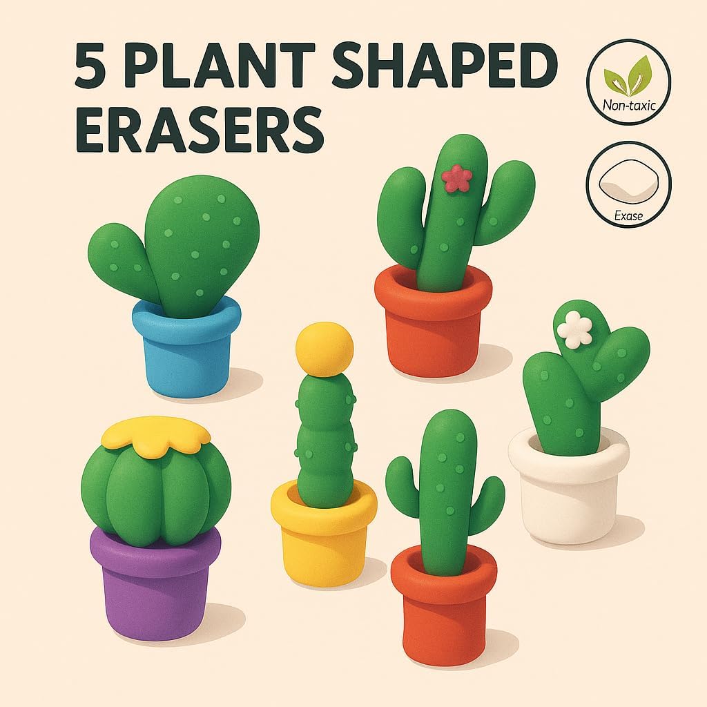 120 Pieces 5 Assorted Plant Shaped Erasers (Colorful Stationery for School and Office)