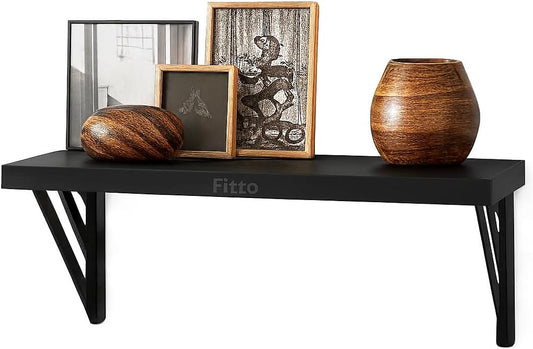 Floating Wall Shelf with Bracket 60x20x1.5cm, Beech Wood