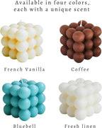 120 Pieces Bubble Cube Shaped Scented Wax Candles (5.6x5.3cm - Aesthetic Home & Decor Candle for Ambience – White)
