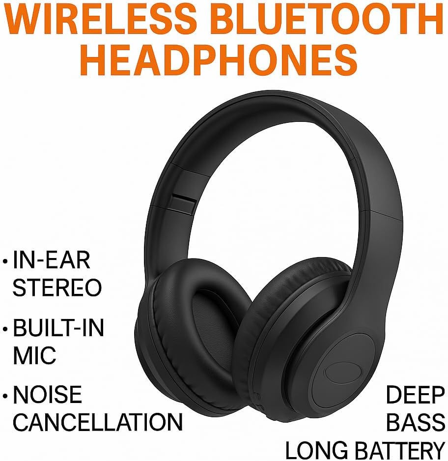 72 Pieces Wireless Bluetooth Headphones Earphones (In-Ear Stereo – Built-in Mic – Noise Cancellation – Deep Bass – Long Battery)