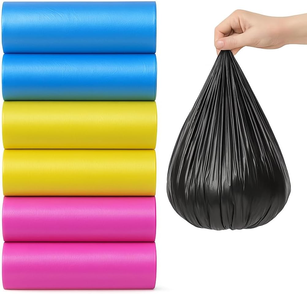 120 Pieces 63x46cm Garbage Bags (330 Gallon – Assorted Colors – Pack of 7)