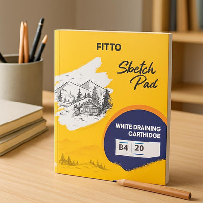 Premium White Drawing Cartridge Sketch Pad - 20 Sheets, Smooth 100 GSM Paper for Pencil, Charcoal, Ink & Watercolor - Acid-Free, Durable & Tear-Resistant - Ideal for Artists, Designers & Students