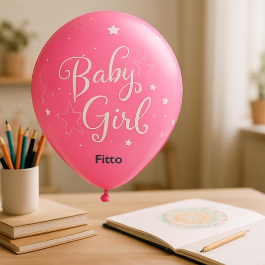 Baby Girl 12 Inch Balloons - 12 Pcs Per Card for Party Decor