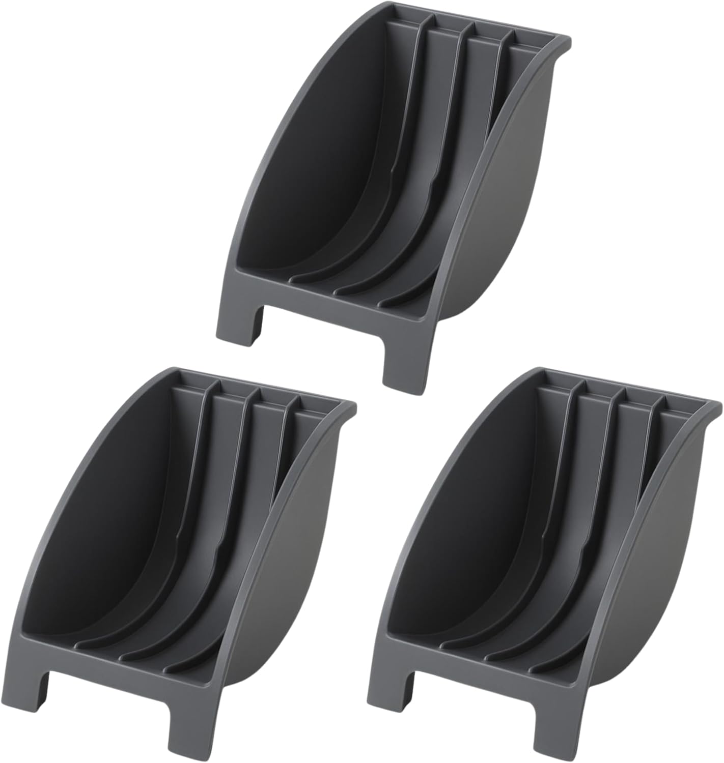 Bowl and Dish Storage Rack – Wide Style Tray Rack – Gun Grey – 18cm x 12cm x 14cm, Pack of 3
