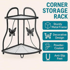 72 Pieces 2-Tier Corner Bathroom Sink Organizers (Metal Countertop Storage Shelf – Black – Spice and Seasoning Rack for Kitchen and Bathroom – Easy Assembly – Stable and Stylish)