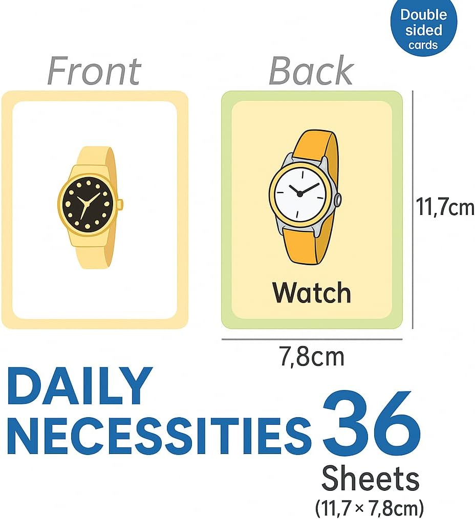 120 Pieces Daily Necessities Flash Cards 36 Sheets -s (11.7x7.8cm)