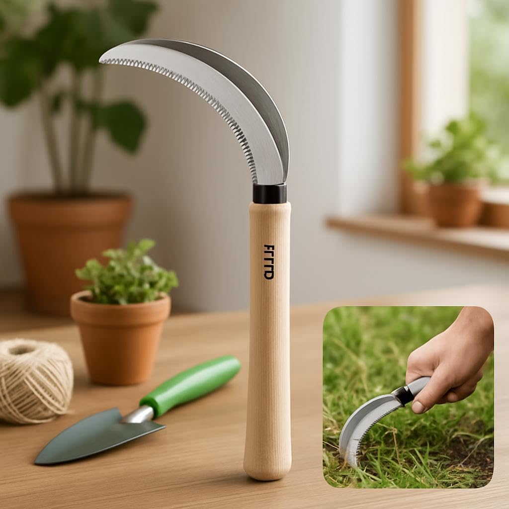 120 Pieces Hand-Held Gardening Tools with Curved Blade and Wooden Handle