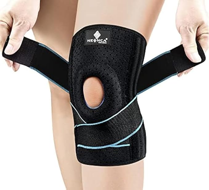 Fitto Knee Sleeves, Meniscus Ligament Pads, Lateral Stabilizers, Adjustable Compression, Arthritis Running Basketball Gym, Blue