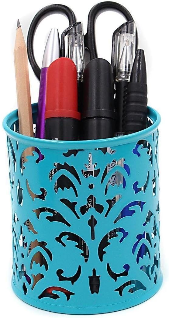 1 Piece Pen Holder Round Shaped 8x9cm Sky Blue Desktop Organizer