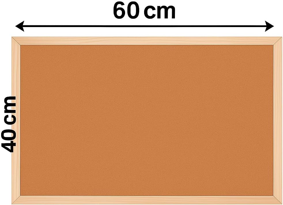 Cork Board 40cm x 60cm Brown with Wooden Frame for Home and Office Use