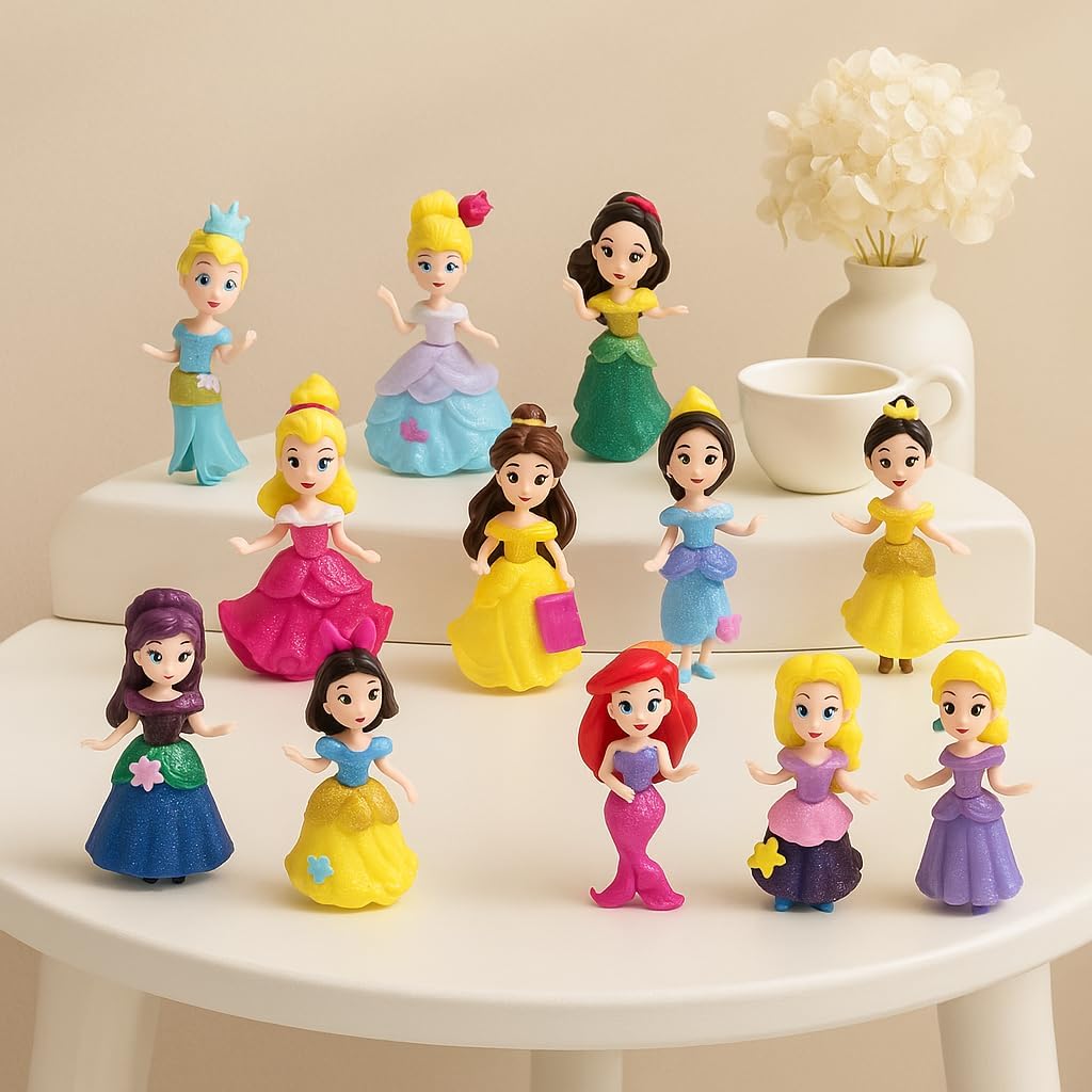 72 Pieces 12-Piece Princess Doll Sets (Soft Glue Dolls for Girls – Perfect for Pretend Play – Dance & Dress-Up – Princess-Themed Toy Set – Ideal Gift for Kids Ages 3+.)
