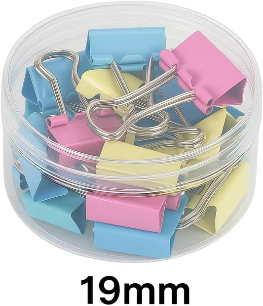 Binder Clips 40 Pack 19mm, Assorted Colors, Office Supplies, Paper Clamps, Document Holders