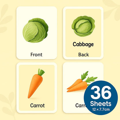 Vegitables Series Flash Cards 36 Sheets 12x7.7cm - Educational Learning Cards