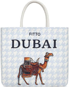 96 Pieces Dubai Camel Canvas Printed Tote Bags (Durable – Eco-Friendly – Blue)