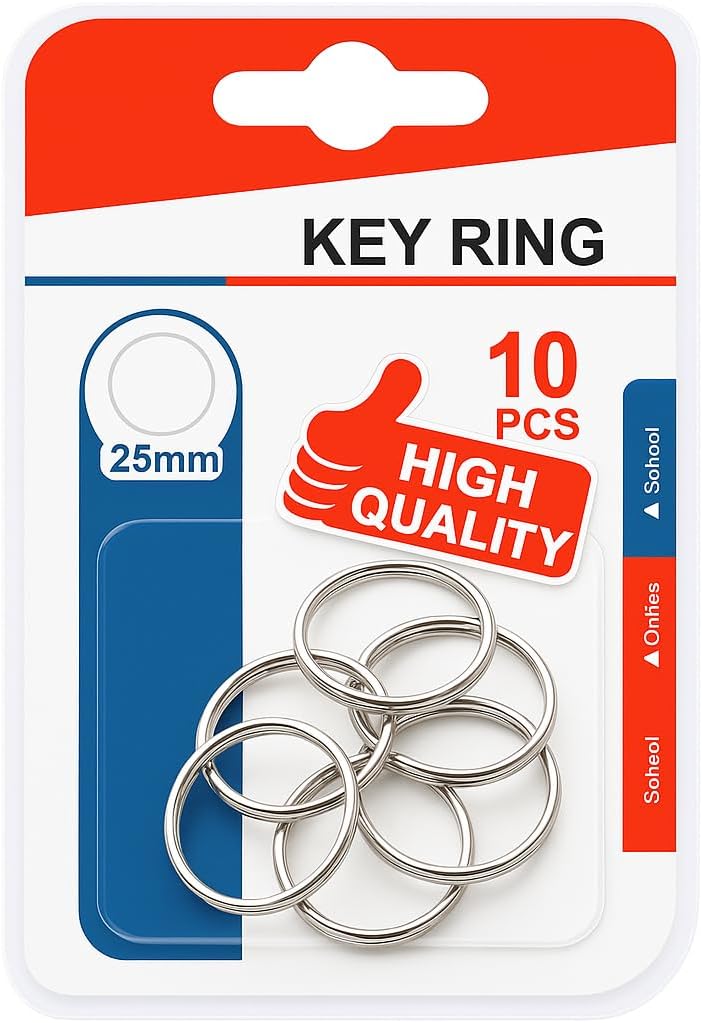 144 Pieces Key Ring Set 10 Pieces (25mm Metal Split Rings for Keys – Crafts – and Accessories)