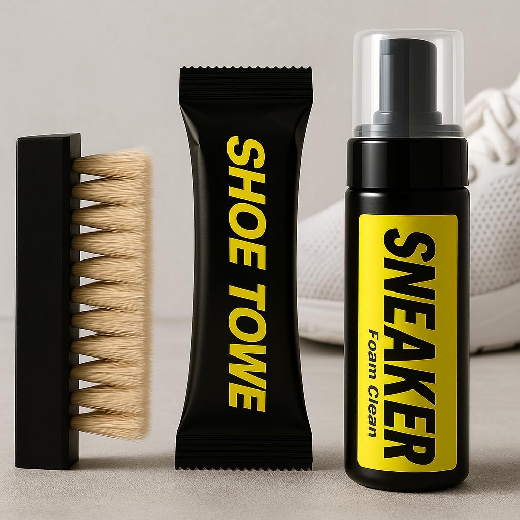 Shoe Cleaner Kit with Towel and Brush - Multi-Surface Shoe Cleaner for Leather, Suede, Canvas & Sneakers - Deep Cleans, Restores Shine, Removes Dirt & Stains - Gentle & Effective Shoe Care