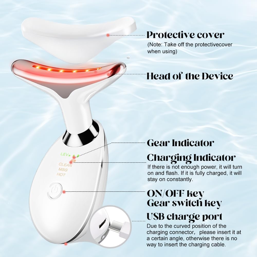96 Pieces White Neck Face Massagers (Face Sculpting Tool with 3 Color Modes – Ergonomic Design for Neck & Jawline – Rechargeable LED for Beauty & Relaxation)