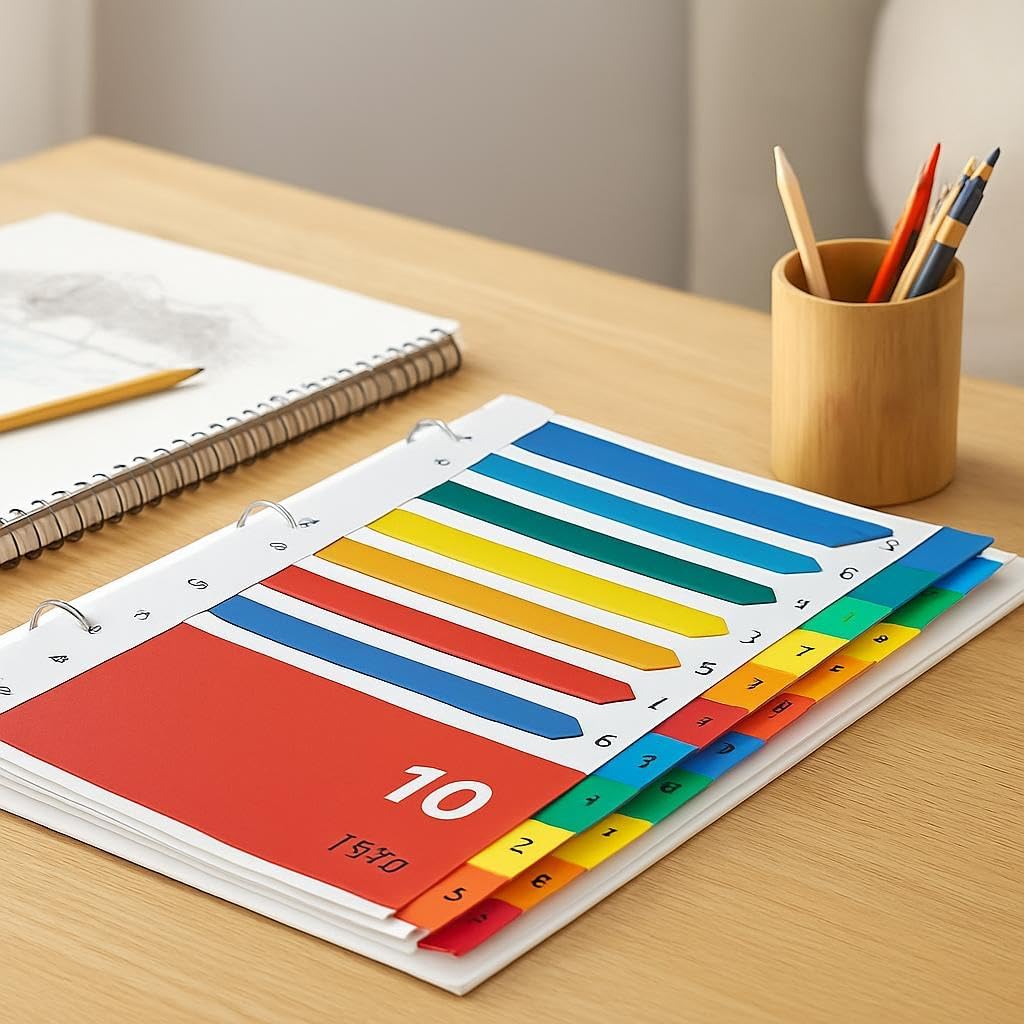 144 Pieces 10 Pages 11 Hole Dividers for Binding (A4 Sheet Capable Binder Tabs)