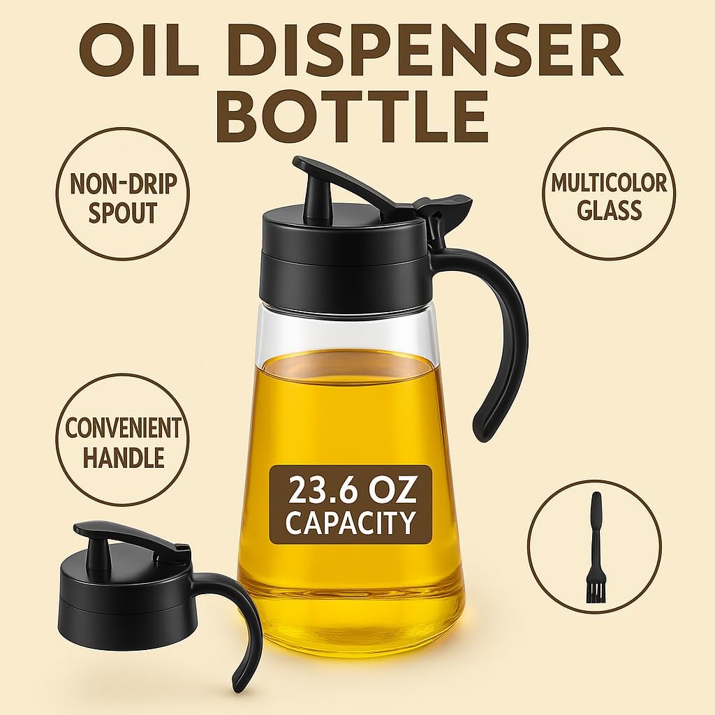 96 Pieces Oil Dispenser Bottles (23.6 Oz Multicolor Glass – with Spout and Handle – Creative Seasoning Bottle – Anti-drip – Kitchen Oil Dispenser)
