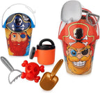 96 Pieces Plastic Pirate Sand Toy Playsets with Bucket (Shovel – Watering Can – and Moulds Cool Pirate Design)