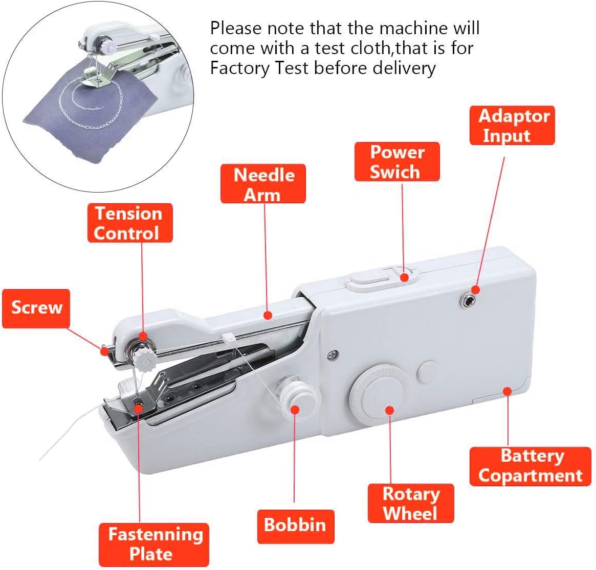 96 Pieces Handheld Sewing Machines (Portable Electric Stitch – Cordless – Extra Bobbins – Needle – for Curtains – Fabric – Kids Cloth – Crafts – Home Travel)