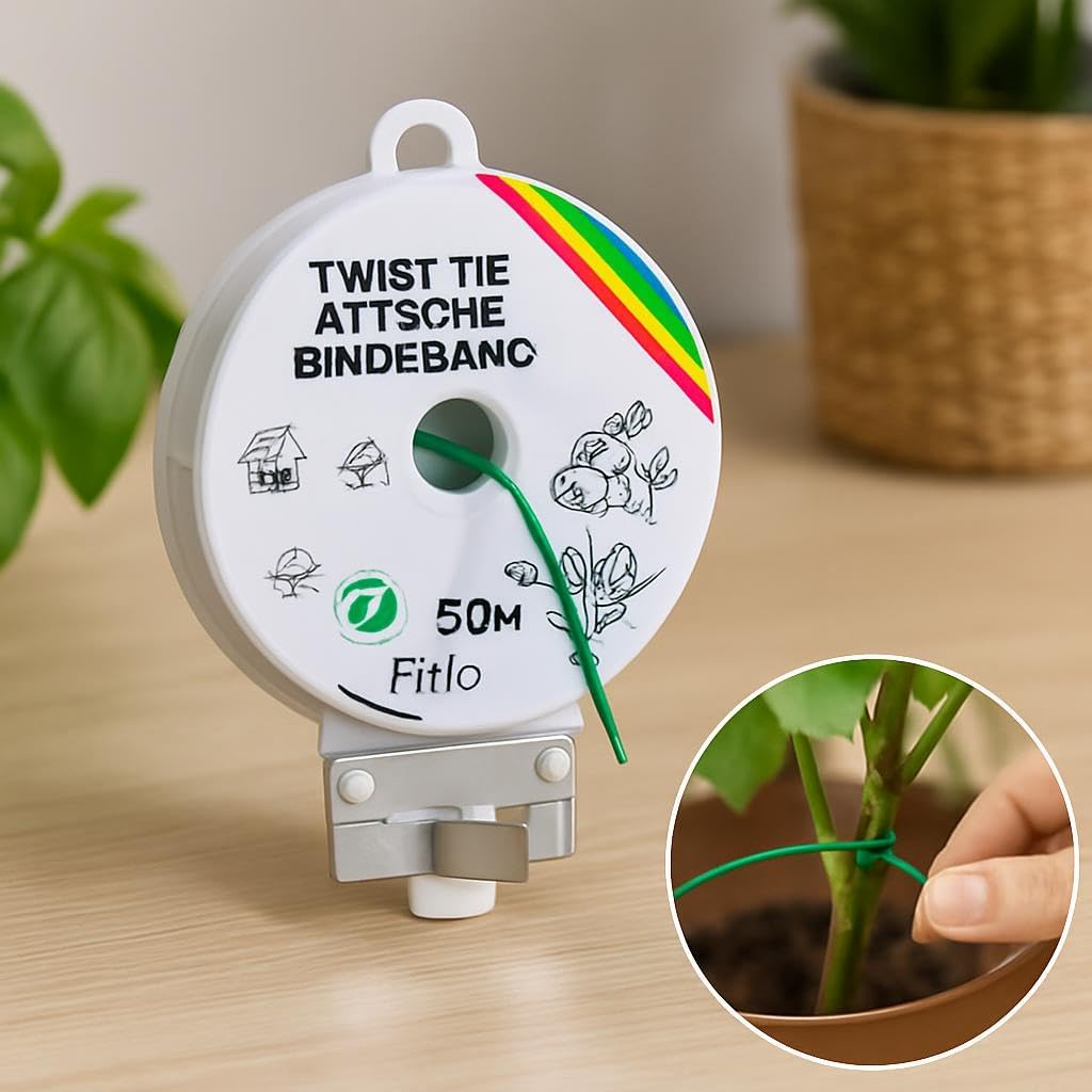 96 Pieces Twist Tie Dispensers with Green Twist Tie Roll - 50 Meters for Securing Plants and Cables
