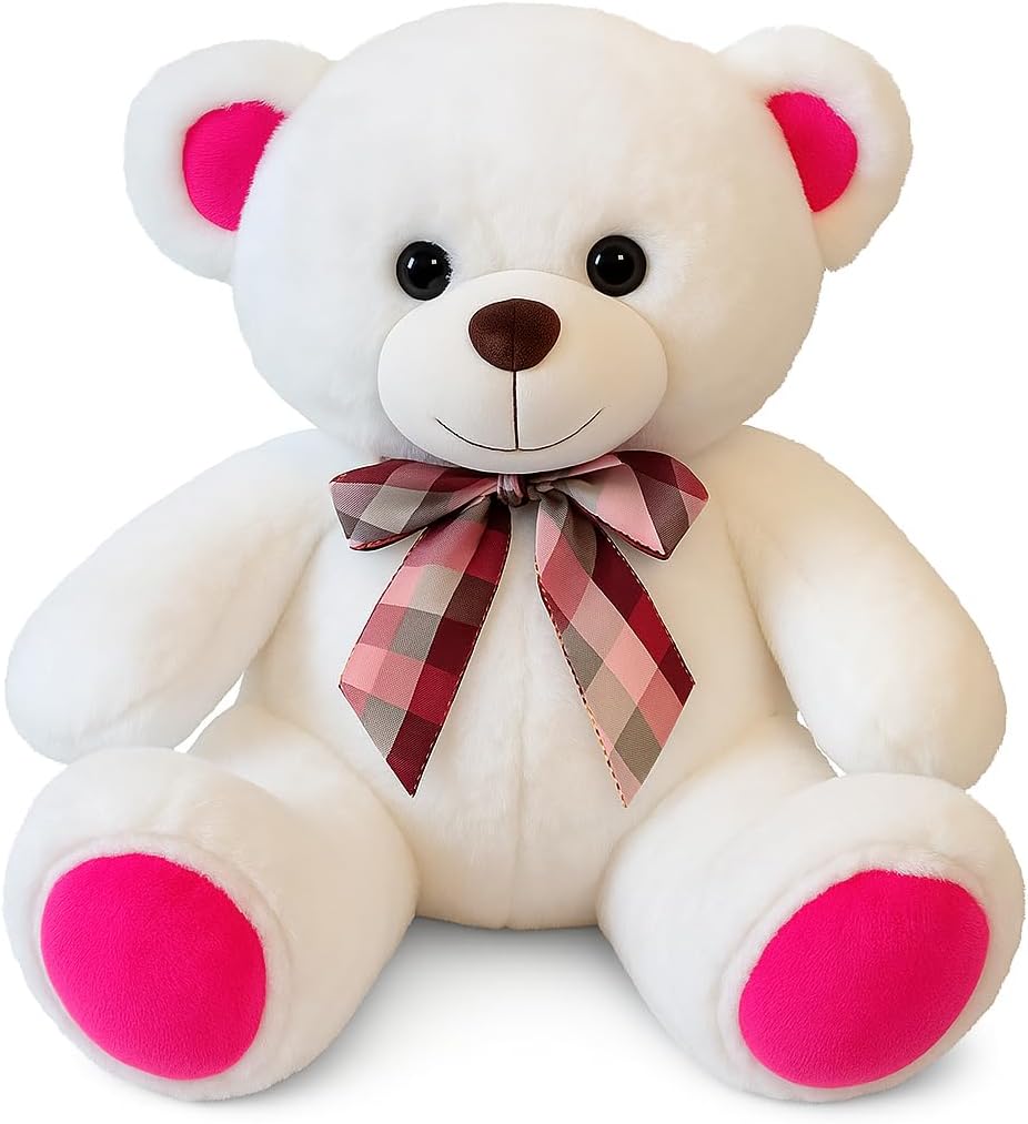 White Teddy Bear 35cm - Plush Stuffed Bear Toy for Kids & Home Décor