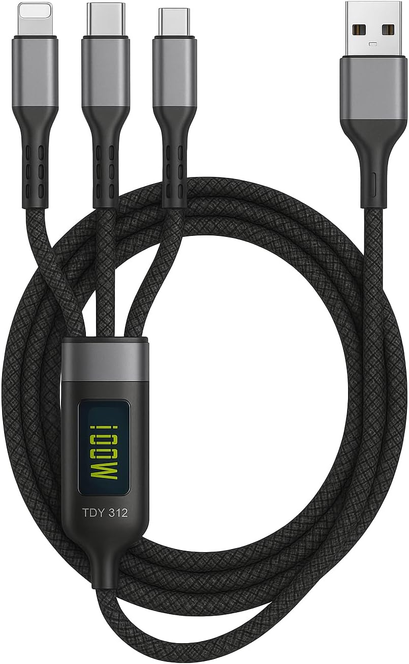 144 Pieces 3 in 1 Data Cables (USB to Micro USB – Type C – Lightning – 3.0 Amp – 1 Meter – Black)
