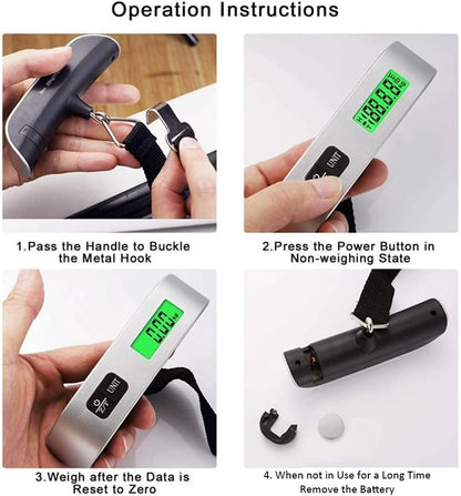 Portable Hanging Digital Scale, 50kg, LCD Digital Display, Mini Electronic, Fishing Luggage Scale