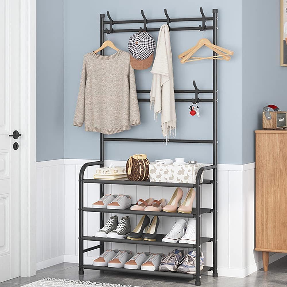 72 Pieces Standing Metal Coat Stand - Stylish Black Free-Standing Organizers for Coats (Jackets – Hats – and Umbrellas - Heavy Duty Durable Design for Home – Office – and Entryway Use)