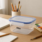 96 Pieces 900 ml Square Plastic Food Storage Containers (Airtight – Durable – and Freezer-Safe with Blue Lid)