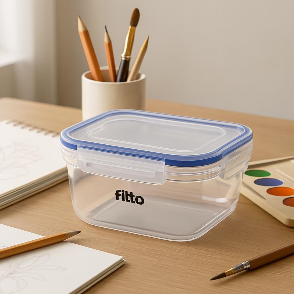 96 Pieces 900 ml Square Plastic Food Storage Containers (Airtight – Durable – and Freezer-Safe with Blue Lid)