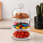 96 Pieces 3-tier Glass Stackable Jar - Clear Apothecary Jars with Lid - Storage Container for Food (Candy – Biscuit – Cookie – Kitchen and Bathroom Organizer – Glass Pantry Jars)
