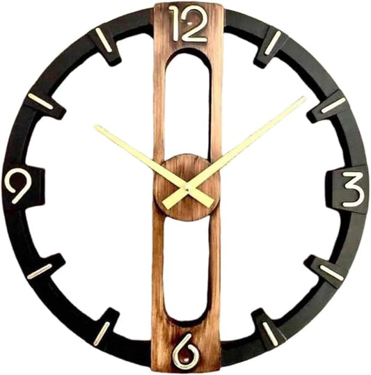 FITTO Mechanical Model Wall Clock, 12-Inch Vintage Gear Design Wall Clock with Open Frame, Industrial Style Steampunk Decor, Silent Non-Ticking Quartz Movement, for Home, Office, Living Room