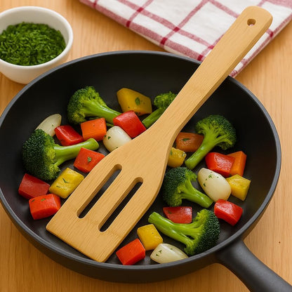 Bamboo Kitchen Spatula for Cooking, Non-Stick Utensil, Eco-Friendly, Heat Resistant, Durable