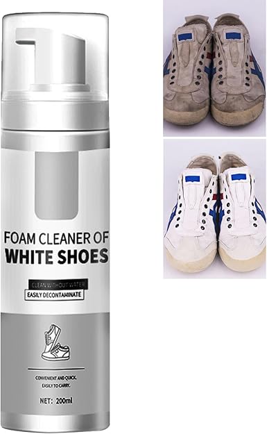 Fitto White Shoe Cleaning Spray, 200ml - Gentle and Effective Cleaner for White Sneakers, Leather, Canvas, Mesh, and Suede Shoes – Restores Shine, Removes Stains, and Prevents Yellowing