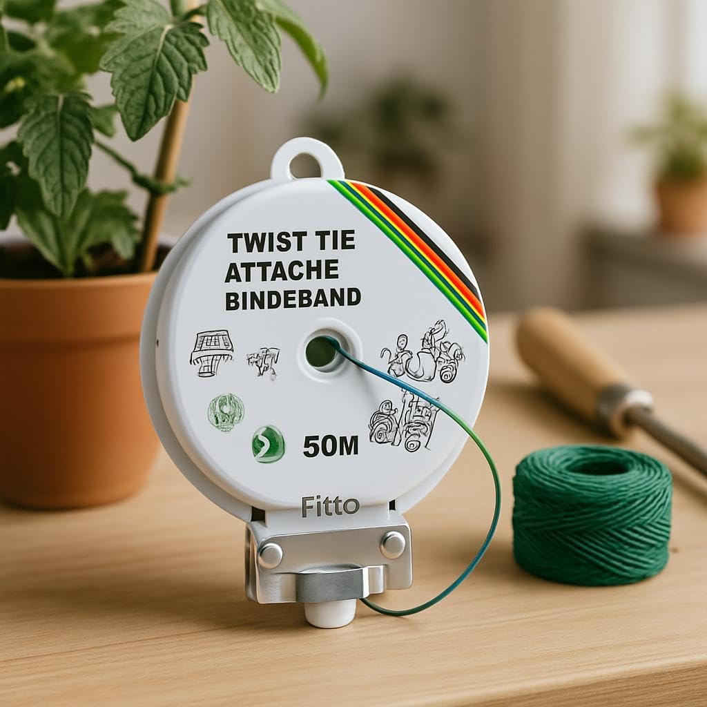 96 Pieces Twist Tie Dispensers with Green Twist Tie Roll - 50 Meters for Securing Plants and Cables