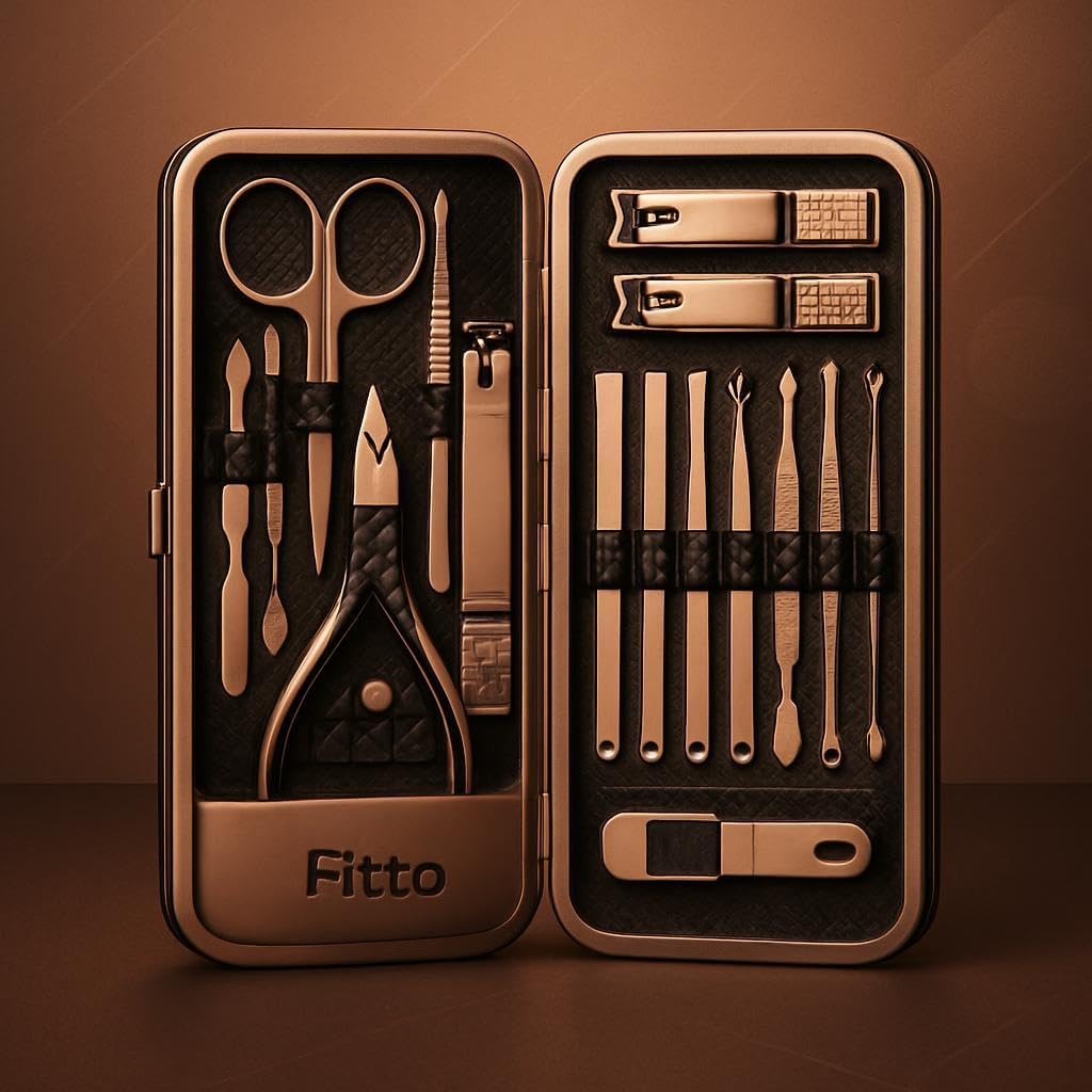 Nail Clippers Set, 18-Piece Stainless Steel Professional Manicure and Pedicure Kit, Fingernail & Toenail Clipper Cutters with Luxurious Travel Case, Grooming Tools for Men & Women by