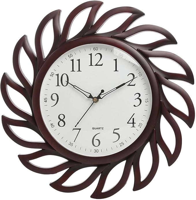 FITTO Elegant Rotating Wheel Design Wall Clock - 12-Inch Quartz Wall Clock with Premium Plastic Build, Durable and Long-lasting, Perfect Gift for Housewarmings, Weddings, and Home Décor Enhancements