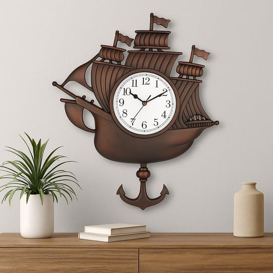 Nautical Ship Design Wall Clock - Titanic-Inspired Plastic Wall Clock for Bedroom and Office, Durable, Long-Lasting, Perfect Gift for Housewarmings, Weddings, and Nautical-Themed Home Décor